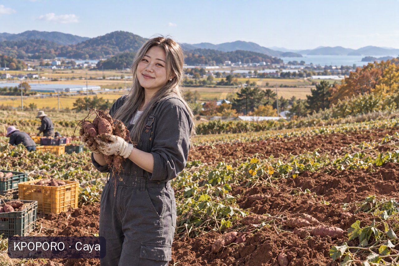 Caya at the Haenam farm fields