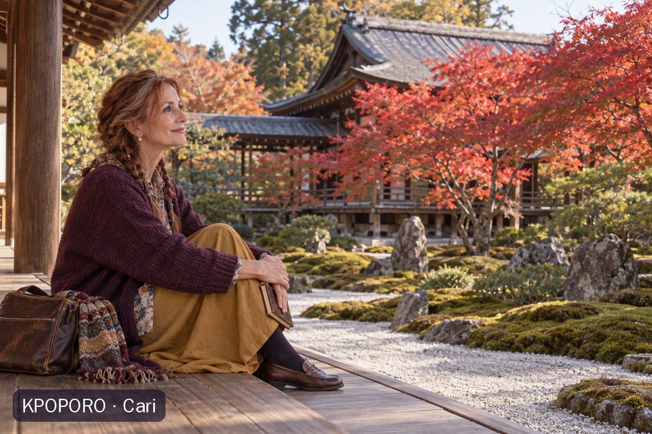 Cari at a Kyoto temple garden