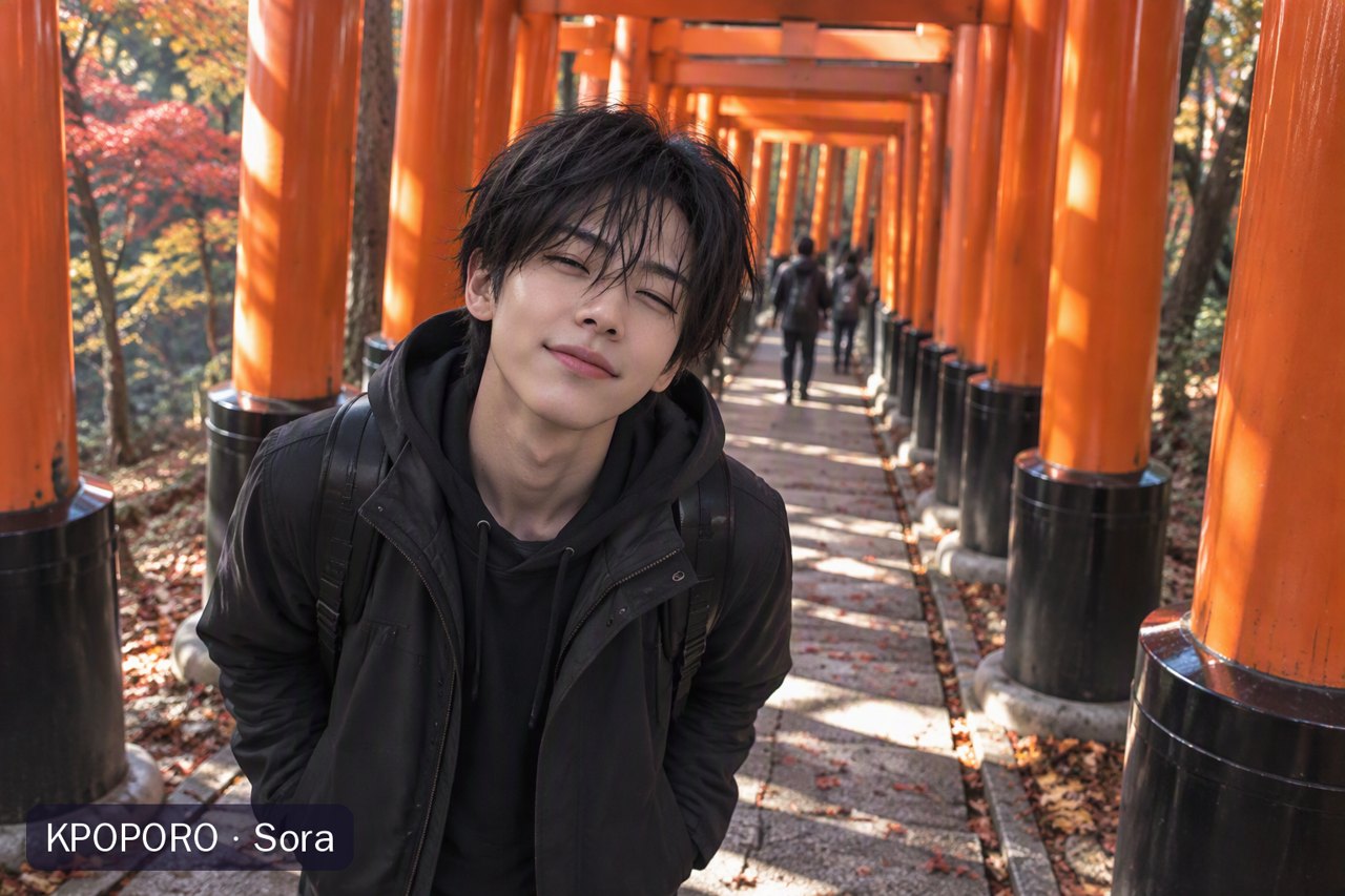 Sora at the Fushimi Inari torii path