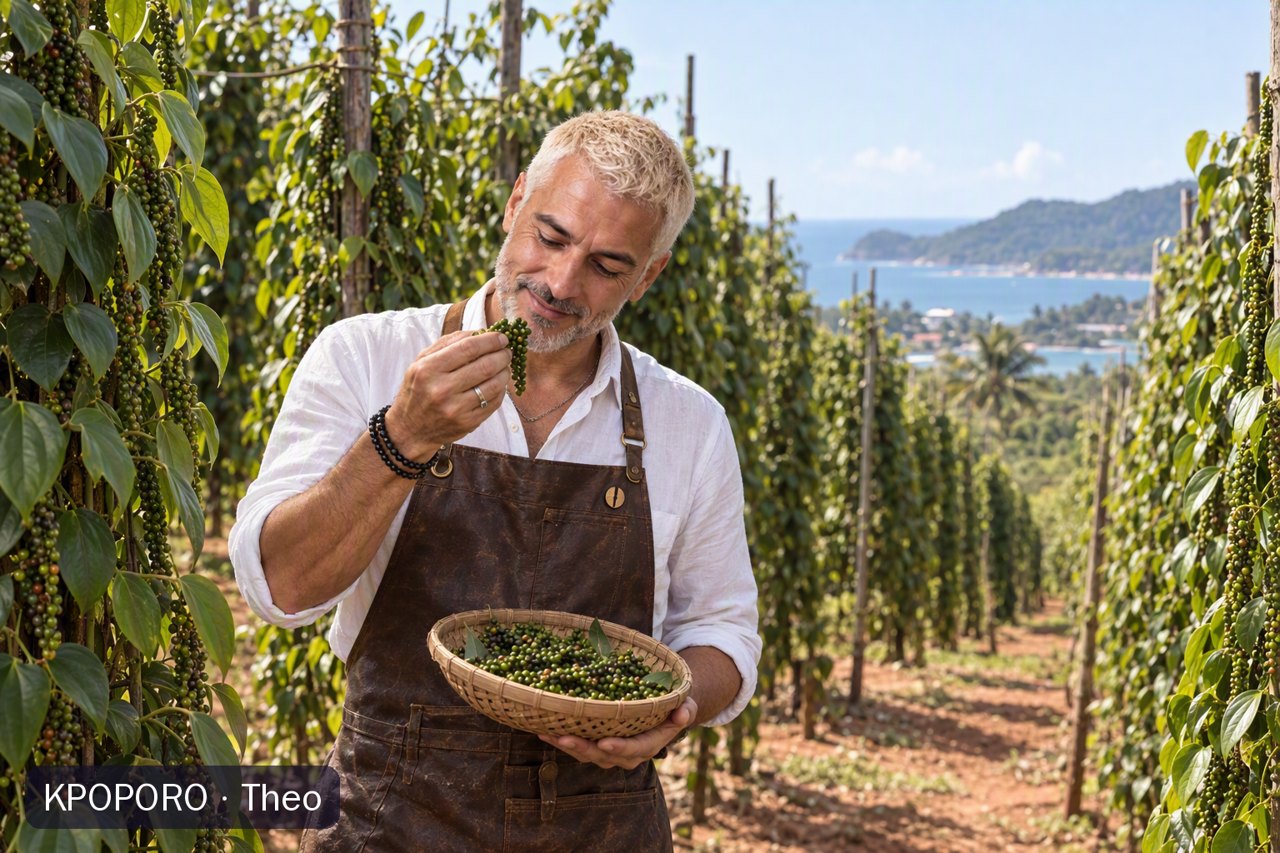 Theo at a pepper farm in Phu Quoc
