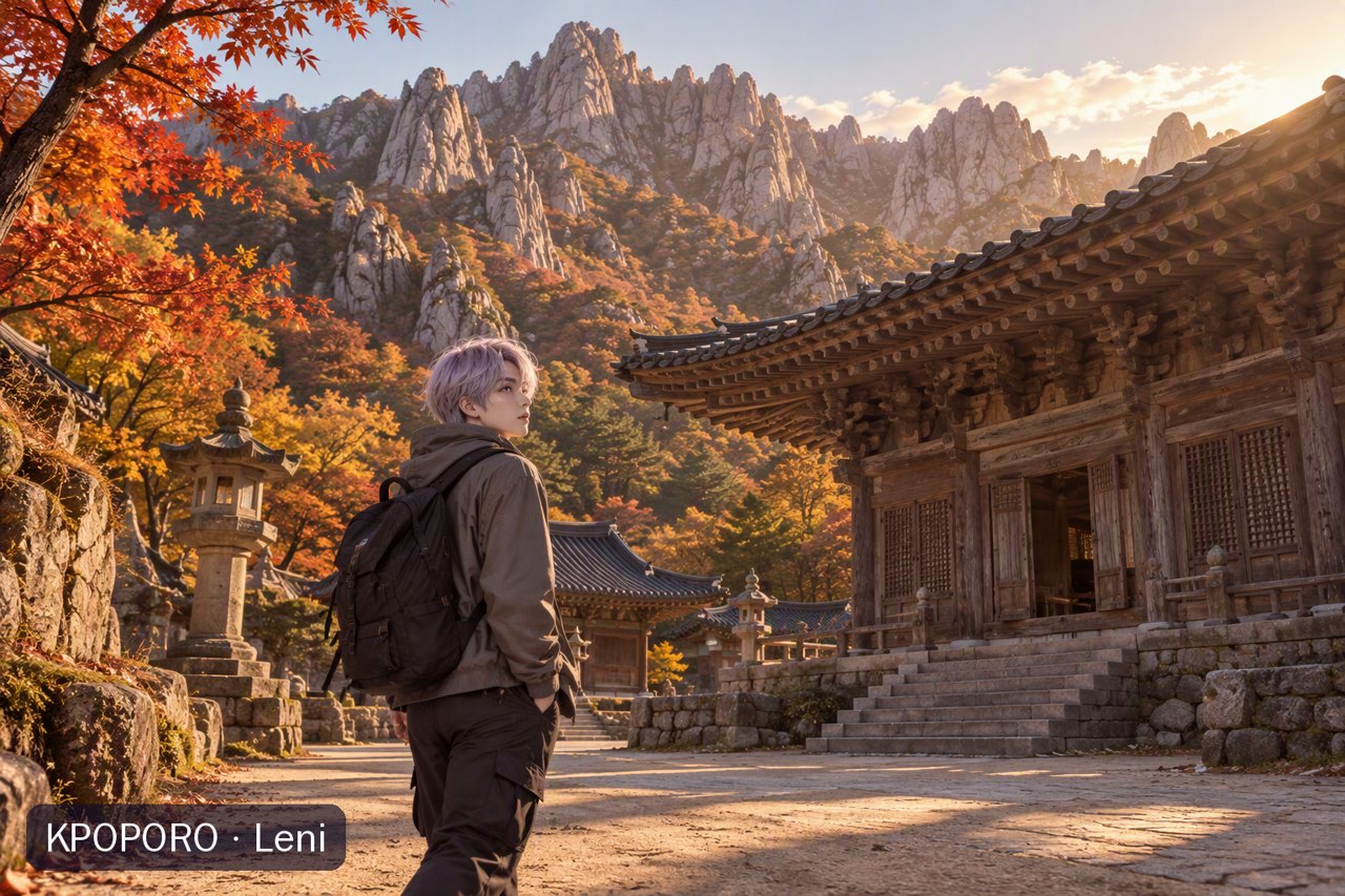 Leni at Mihwangsa temple below Dalmasan