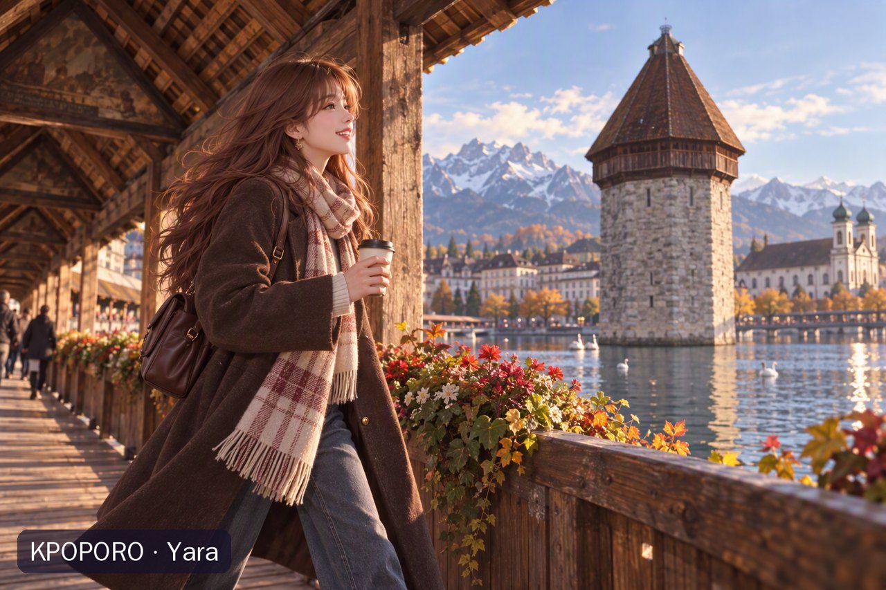 Yara at the Chapel Bridge, Lucerne
