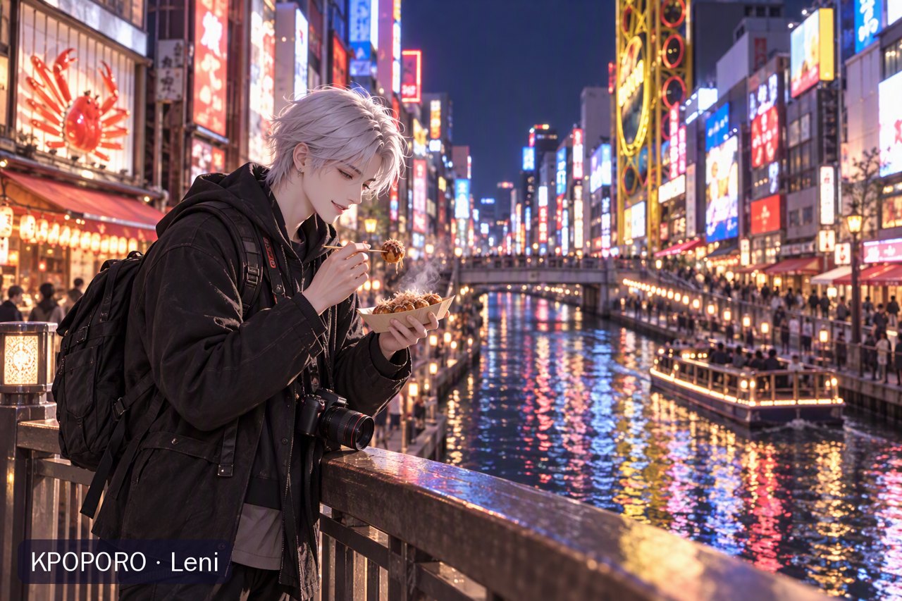Leni in Dotonbori, Osaka