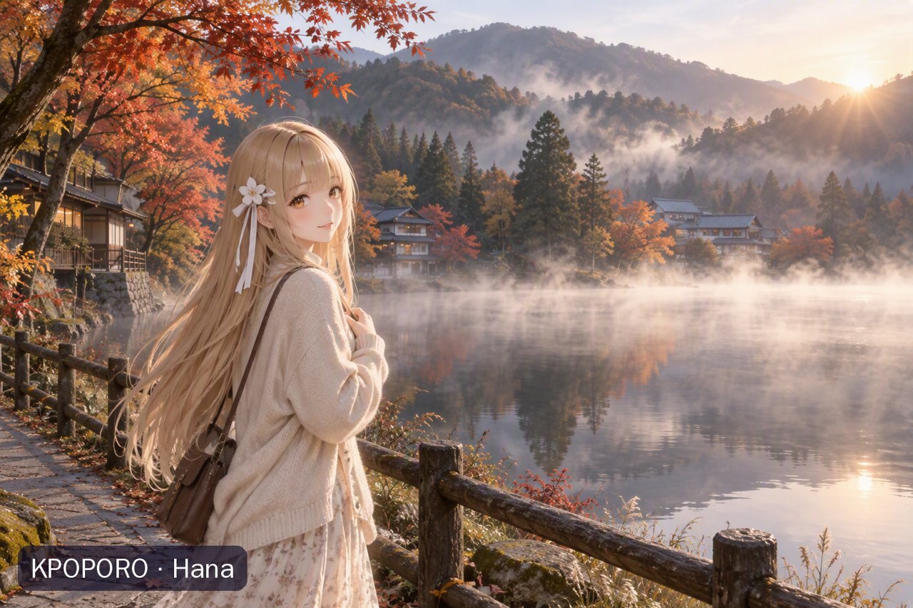 Hana at Kinrinko Lake, Yufuin