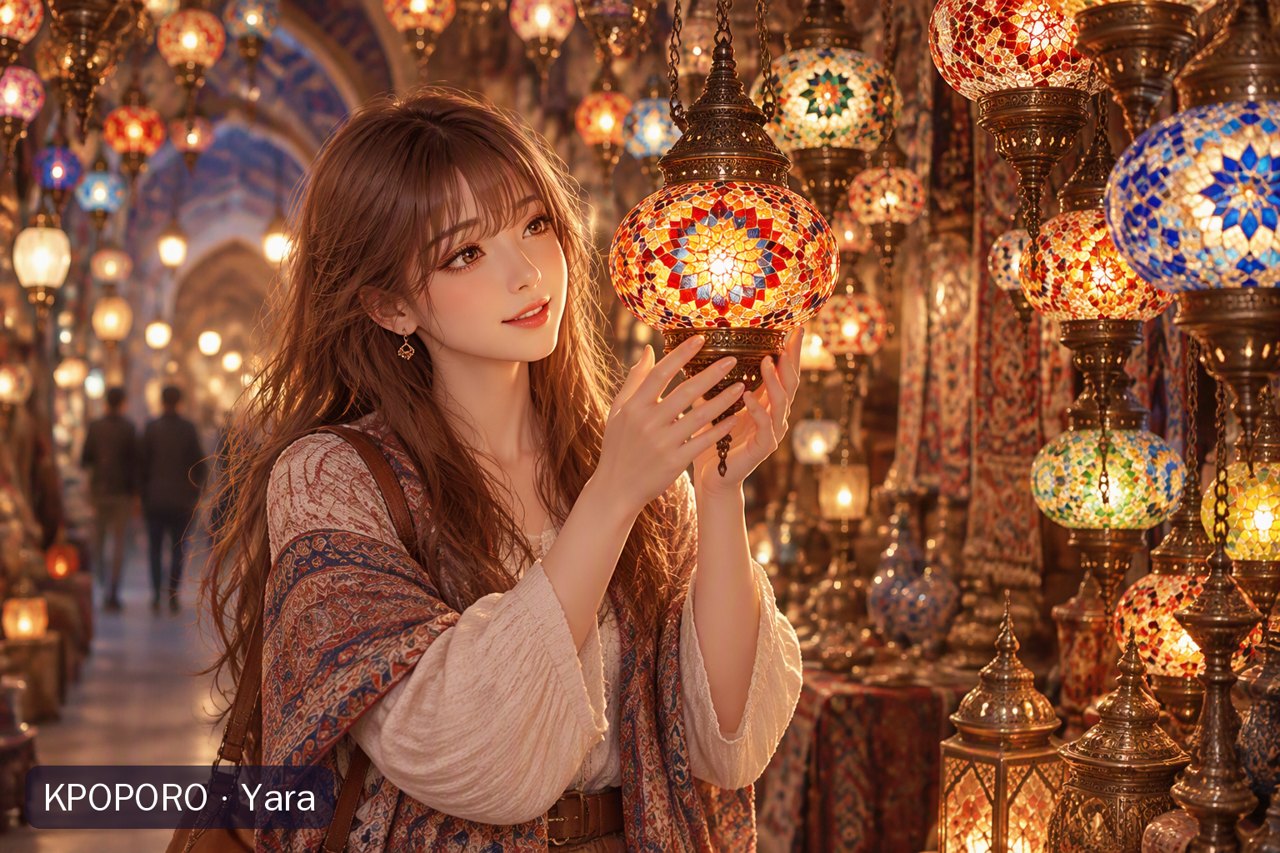 Yara in the lamp shops of the Grand Bazaar